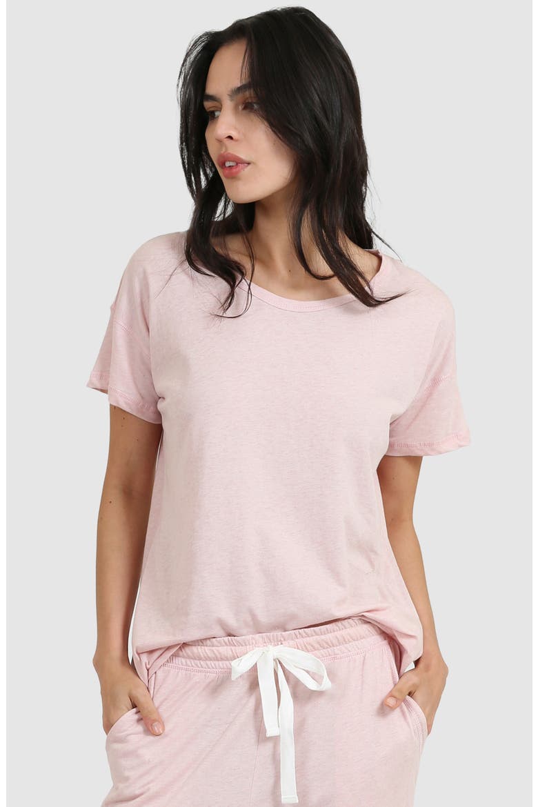 Jade Short Sleeve Organic Cotton Pajama Top, Alternate, color, PINK