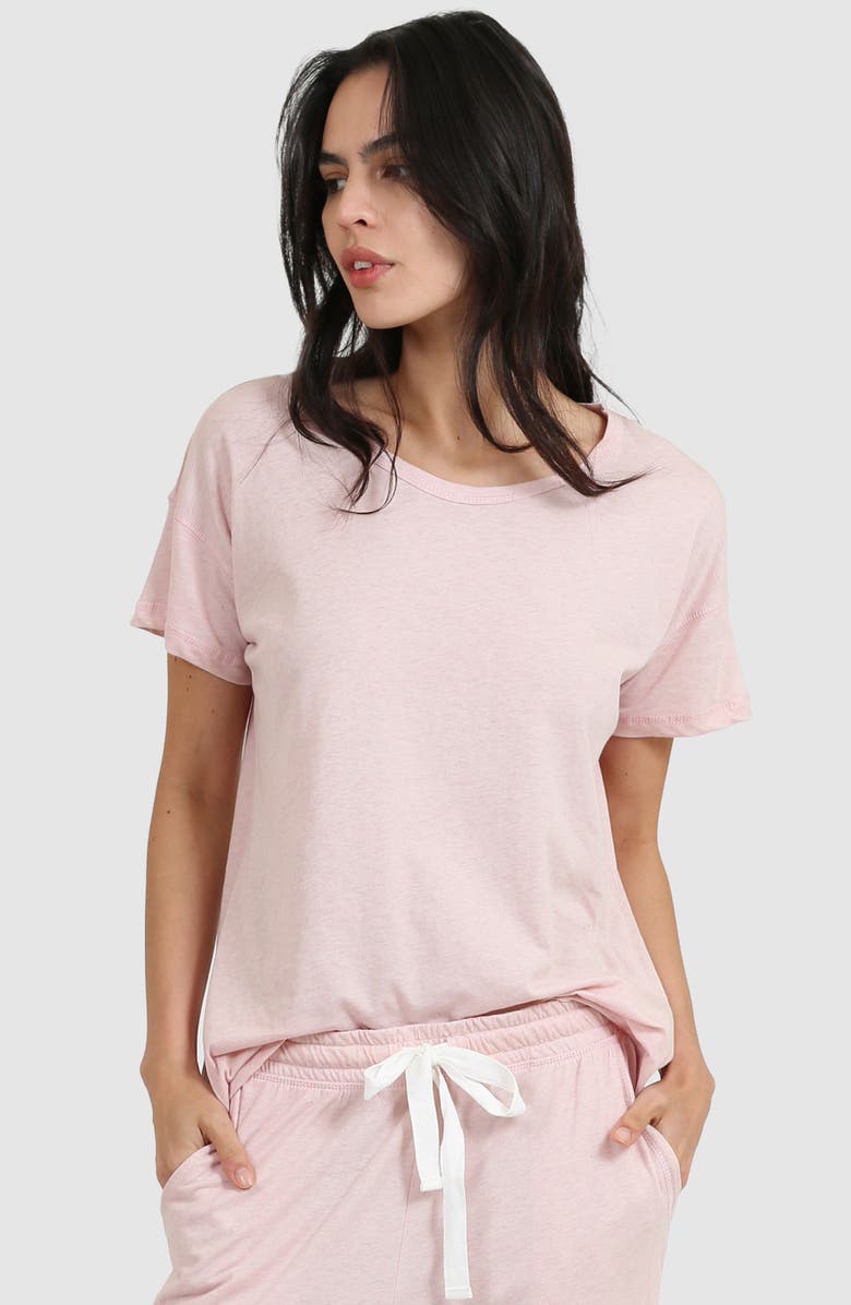Papinelle Jade Short Sleeve Organic Cotton Pajama Top, Alternate, color, Pink