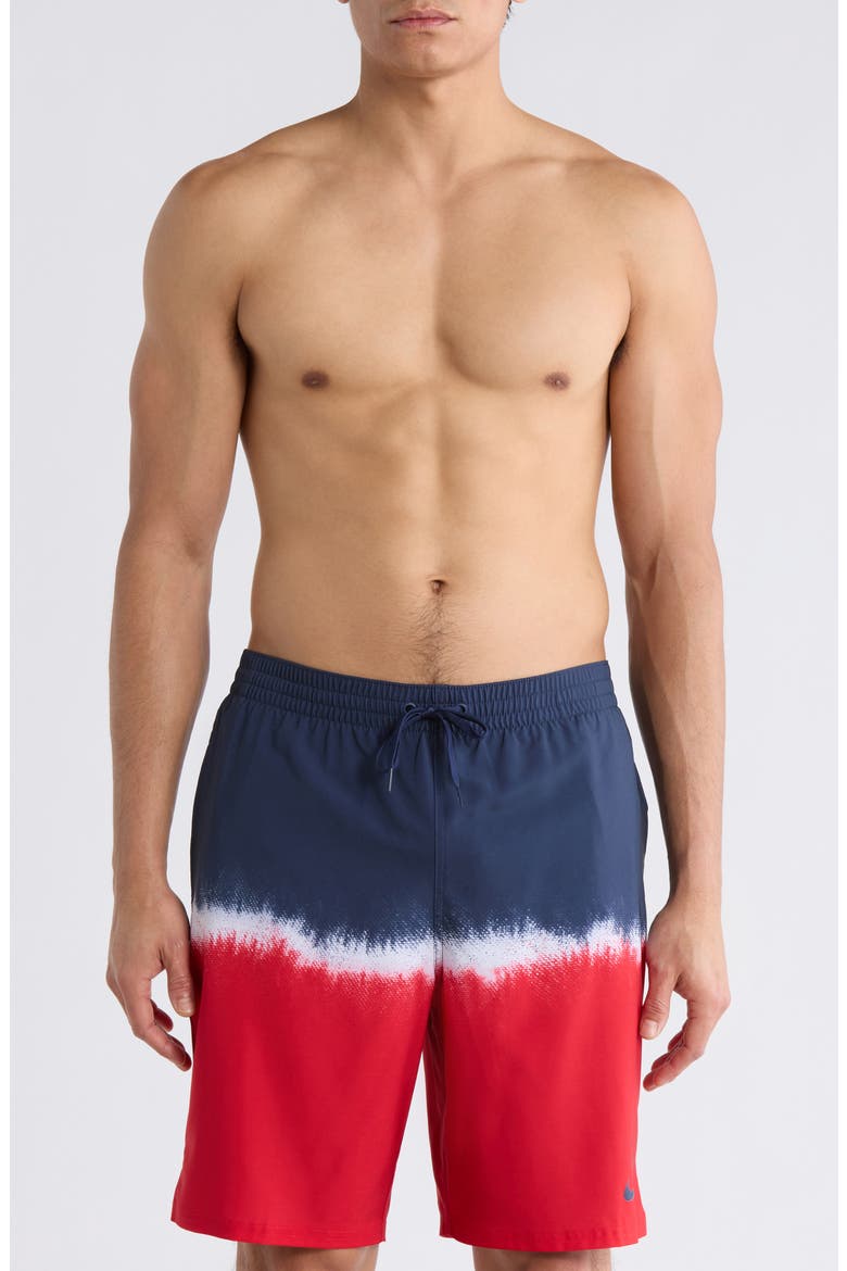 9-Inch Volley Swim Shorts, Main, color, BLUE/ RED