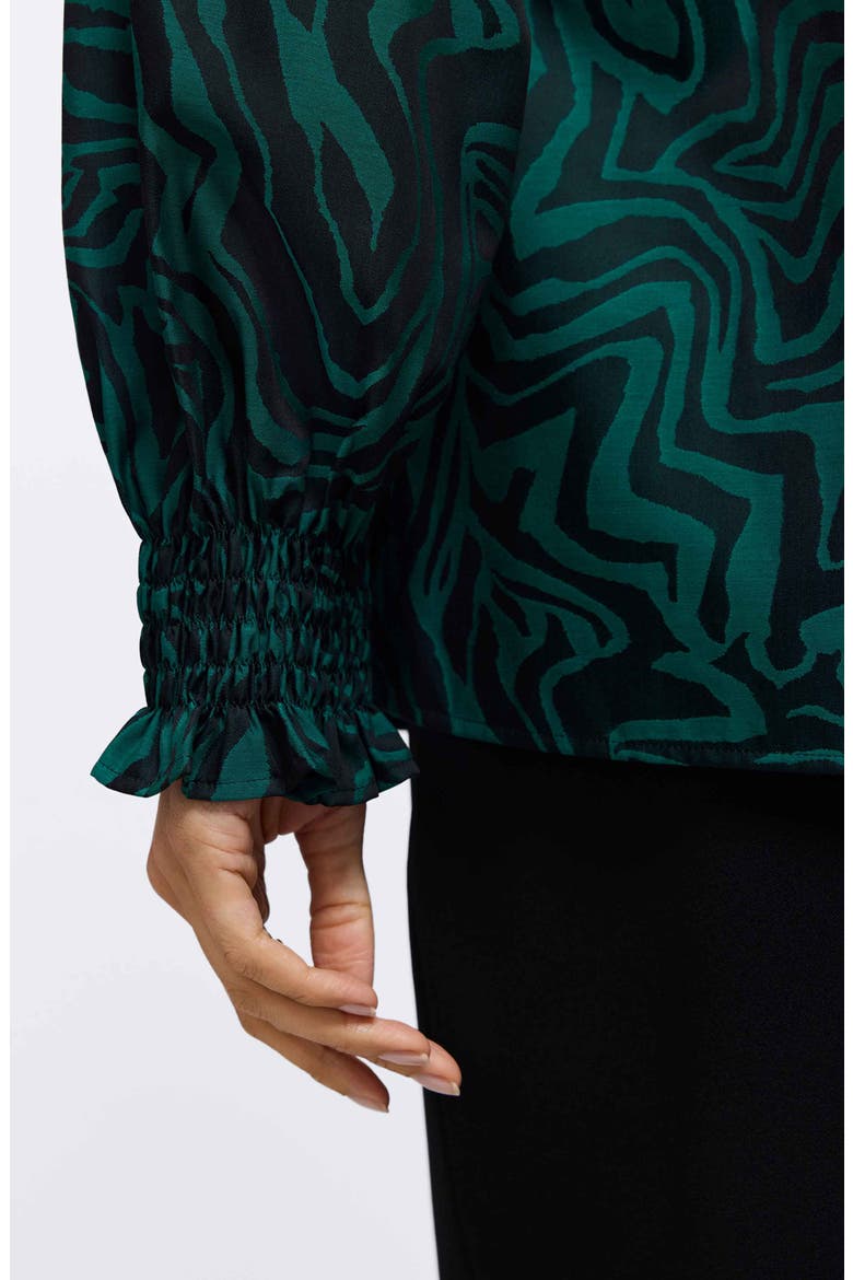 Alicia Zebra Print Cotton Blend Popover Top, Alternate, color, GREEN/ BLACK