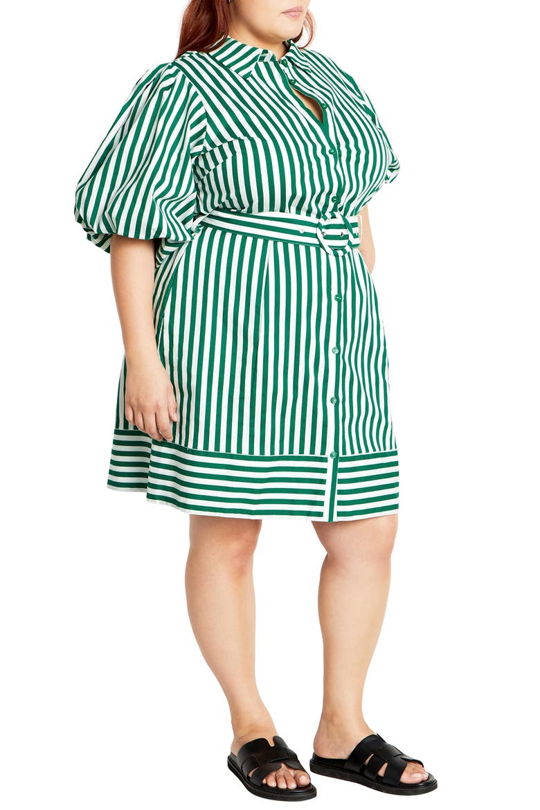 May Stripe Stretch Poplin Shirtdress, Alternate, color, GREEN STRIPE