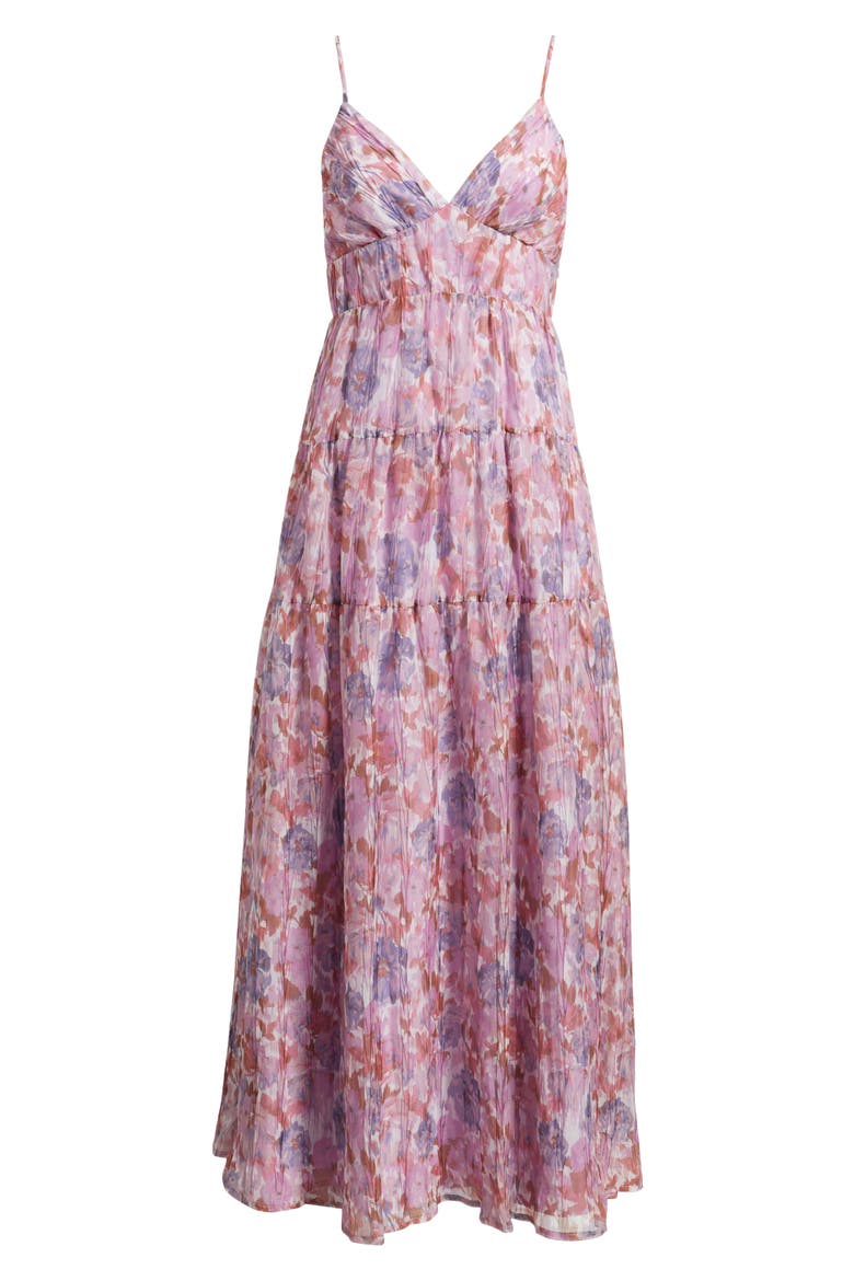 Shannon Tie Back Maxi Cocktail Dress, Alternate, color, VIOLET MULTI