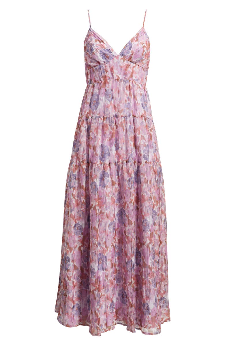 Lulus Shannon Tie Back Maxi Cocktail Dress, Alternate, color, Violet Multi