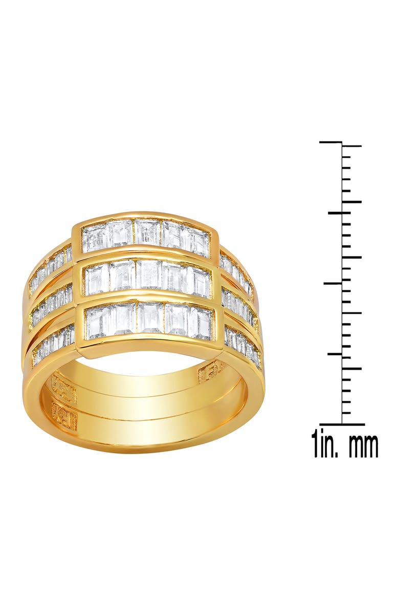 18k Gold Plated Stainless Steel Simulated Diamond Baguette Ring, Alternate, color, YELLOW