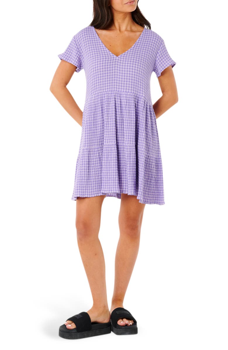 Rip Curl Premium Surf Check Tiered Sundress, Main, color, 