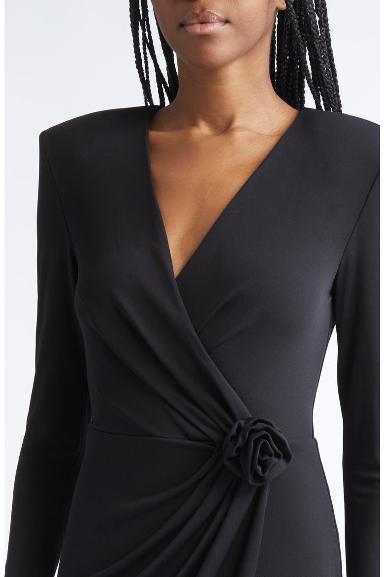 Saba Wrap Front Long Sleeve Minidress, Alternate, color, BLACK