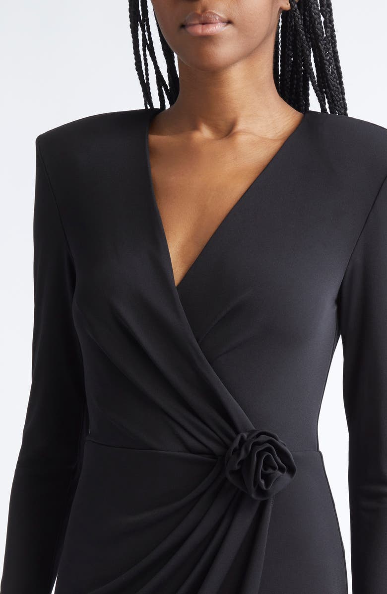 Cinq à Sept Saba Wrap Front Long Sleeve Minidress, Alternate, color, Black