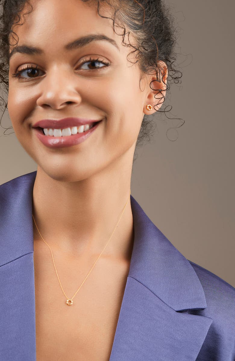 Bony Levy Getty 18K Gold Baguette Circle of Life Earrings & Necklace Set, Alternate, color, 