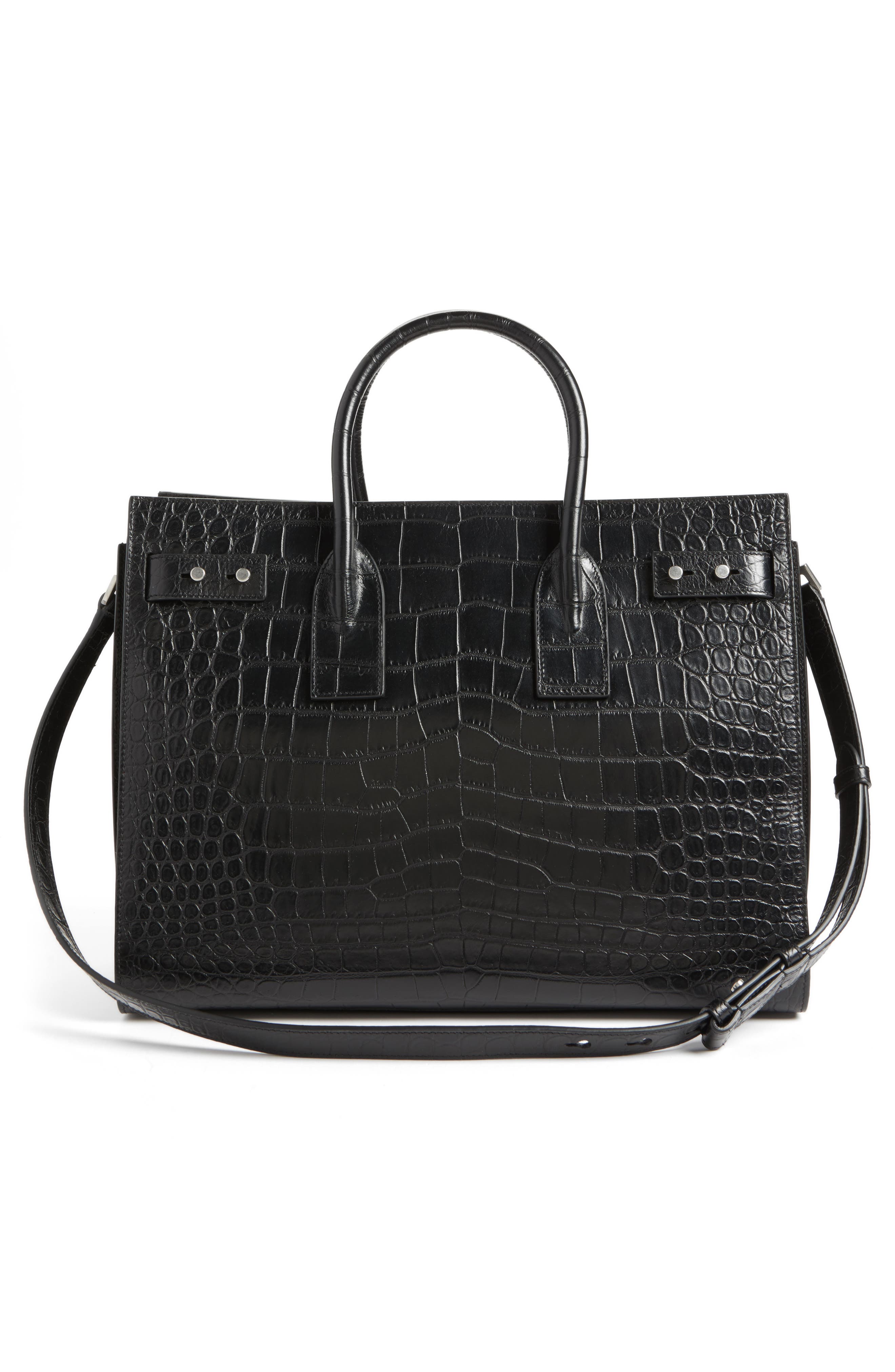 Saint Laurent Small Sac de Jour Croc Embossed Leather Tote, Alternate, color, 