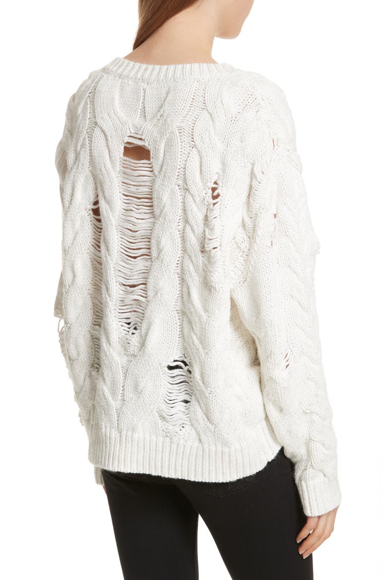Fighla Distressed Sweater, Alternate, color, ECRU