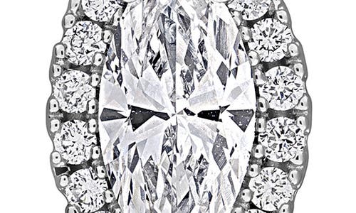 Created Forever 1ct Tgw Marquise And Round-cut Lab Grown Diamond Halo Pendant With Chain In Sterling In Silver