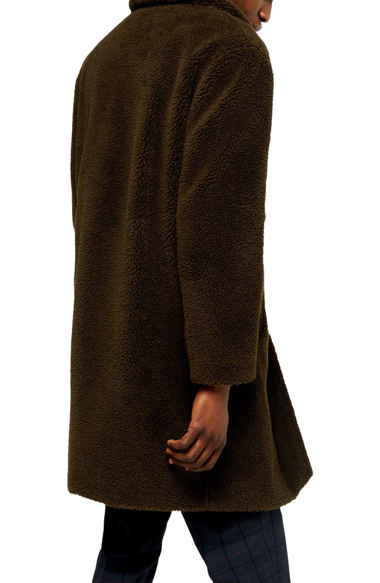 Topman Faux Fur Long Teddy Coat, Alternate, color,