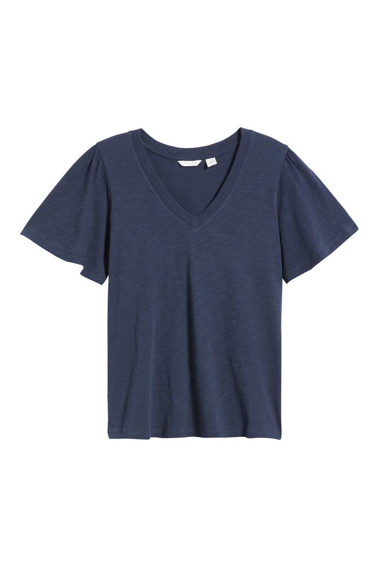 Bell Sleeve V-Neck T-Shirt, Alternate, color, NAVY STILL