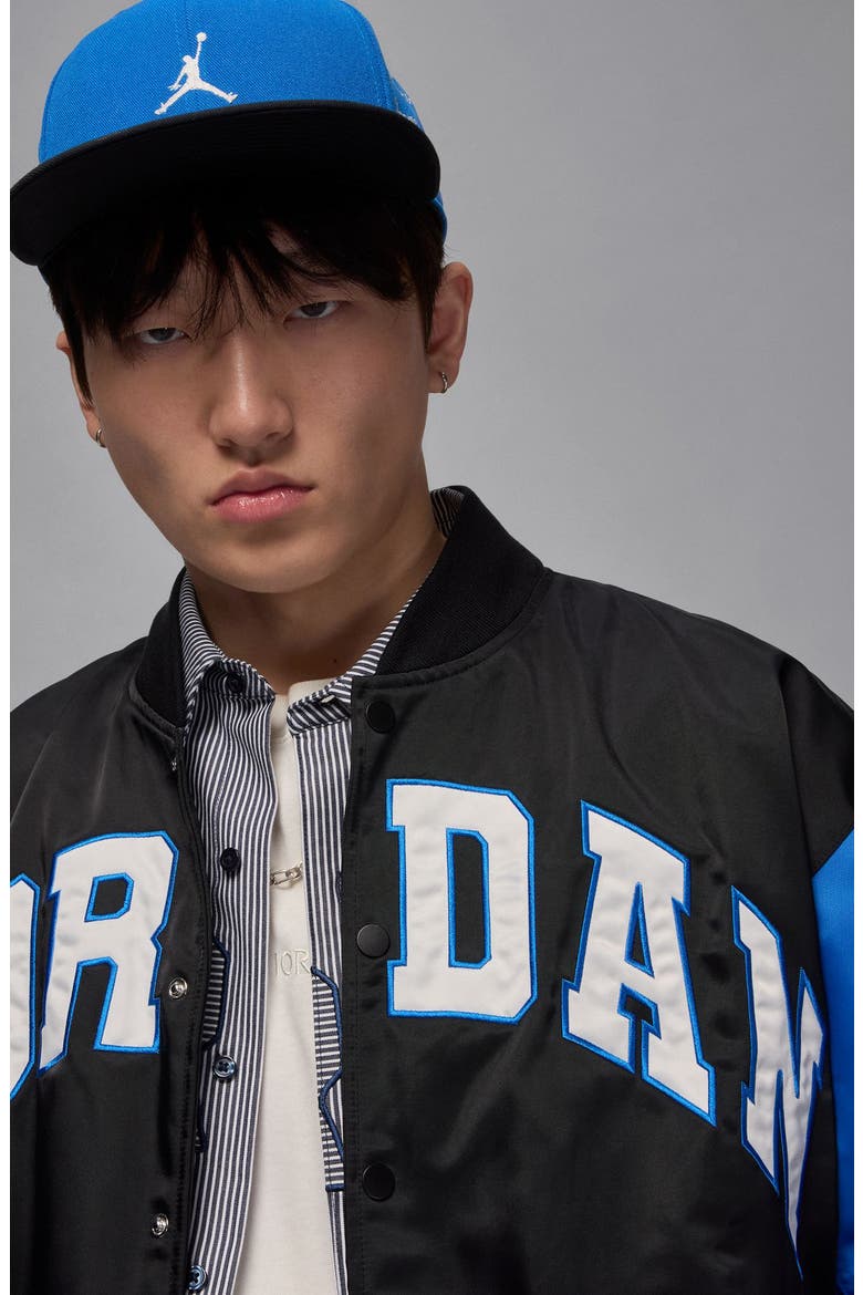 Brooklyn Collegiate Varsity Jacket, Alternate, color, 010 BLACK/SPORT BLUE/BLACK