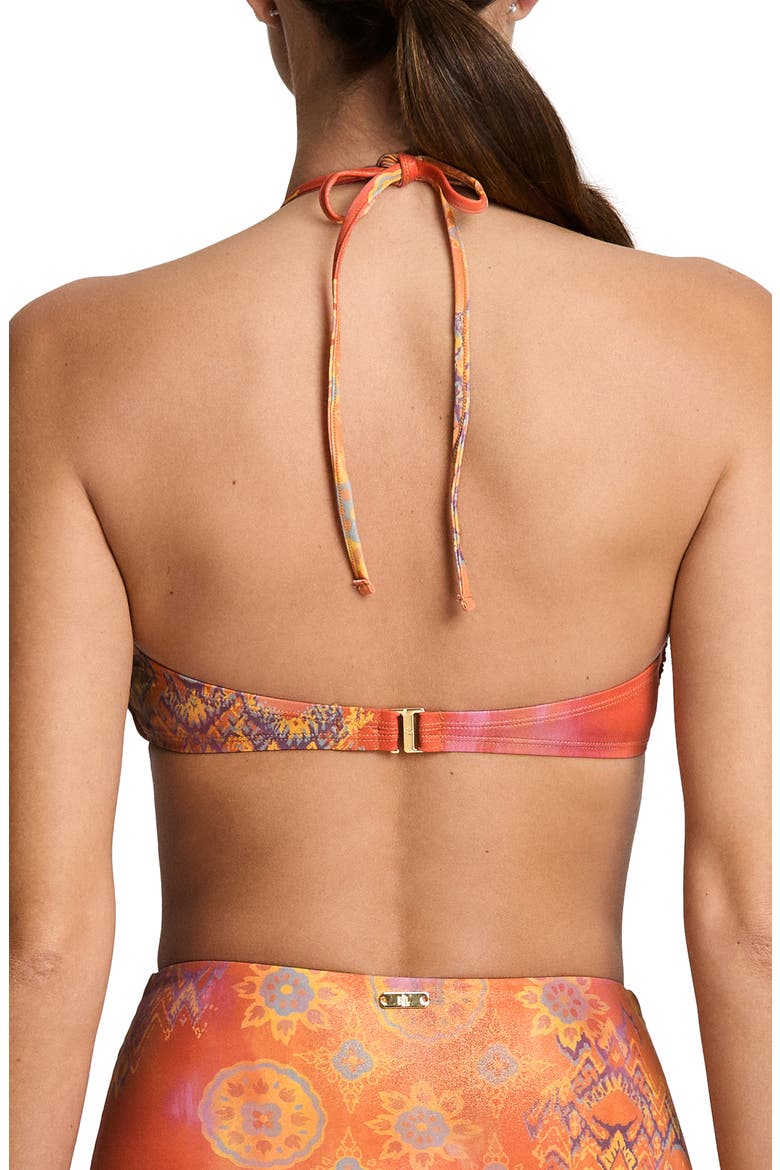 Shirred V-Wire Bikini Top, Alternate, color, CORAL MULTI