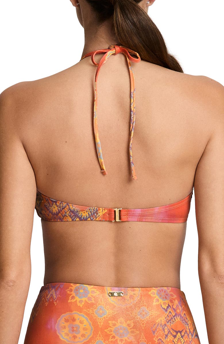 Lauren Ralph Lauren Shirred V-Wire Bikini Top, Alternate, color, Coral Multi