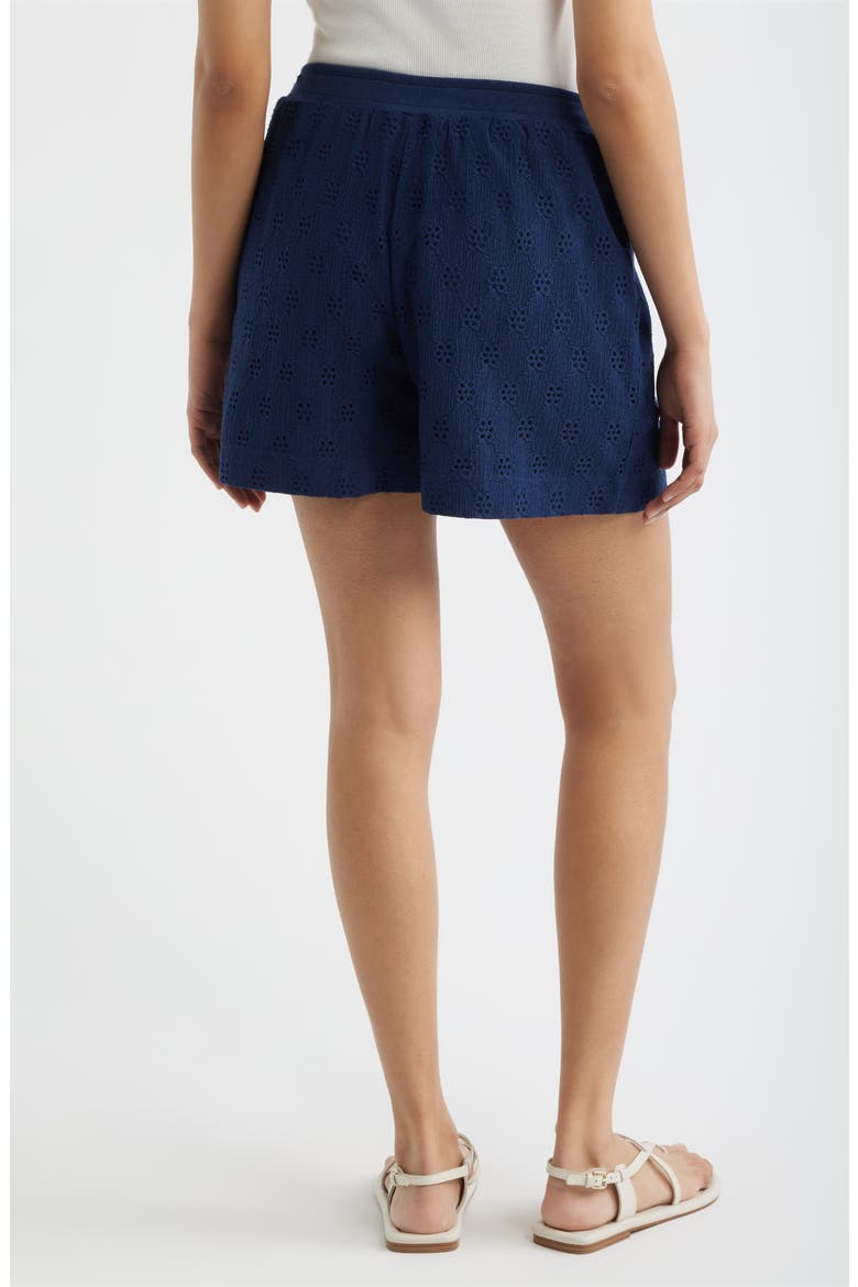 Eyelet Drawstring Shorts, Alternate, color, NAVY