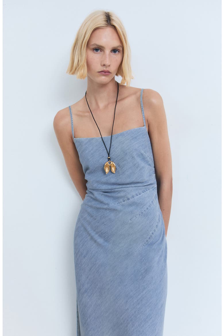 Draped Denim Maxi Dress, Alternate, color, MEDIUM BLUE