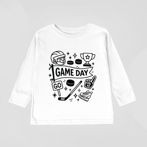 Hockey Game Day Doodles Long Sleeve Tee (Toddler)