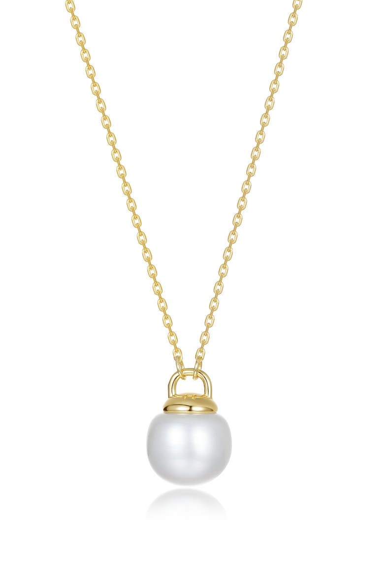 Freshwater Pearl Pendant Necklace, Main, color, WHITE/ GOLD