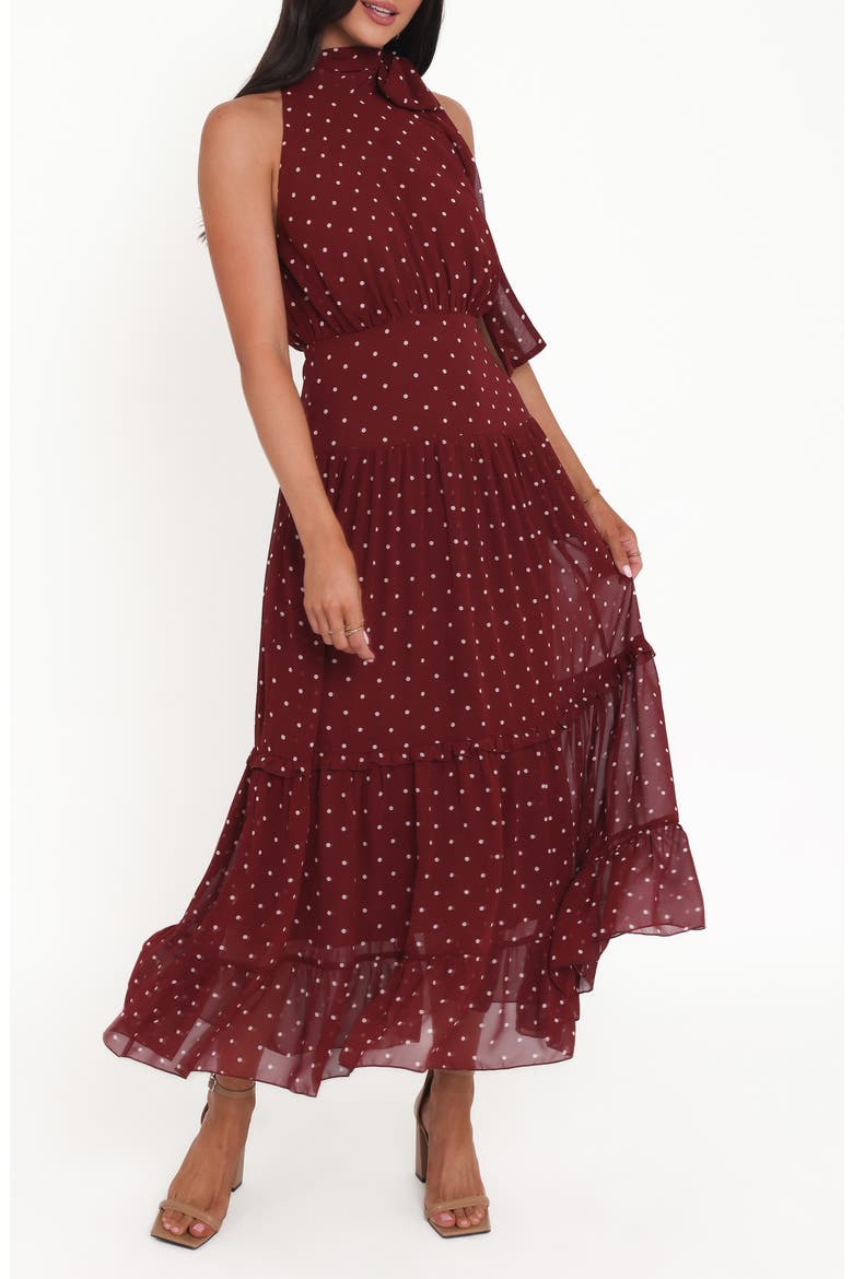 Leona Halter Maxi Dress, Alternate, color, RED POLKA DOT
