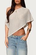 EDIKTED Loma Metallic Asymmetric One-Shoulder Knit Top