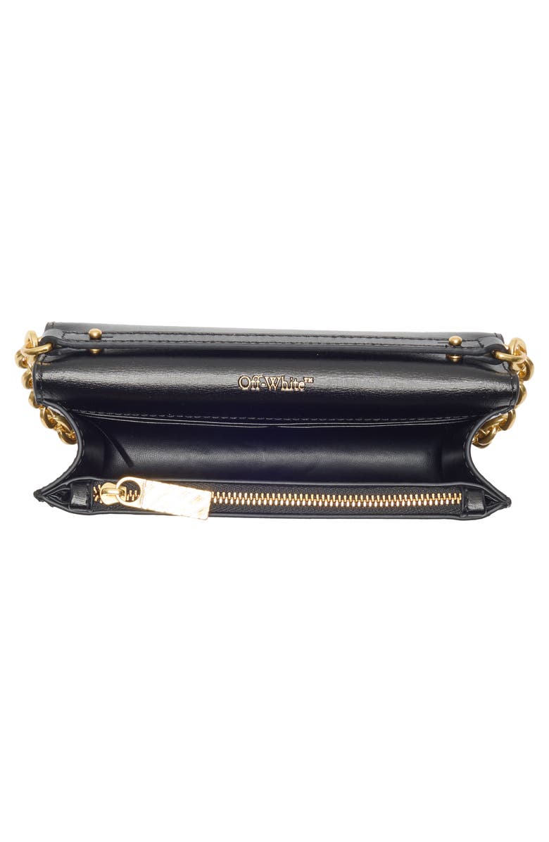 Off-White Jitney Leather Wallet on a Chain, Alternate, color, Black