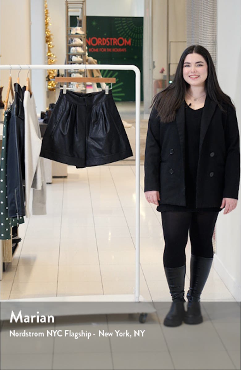 Leon Pleated Faux Leather Shorts, sales video thumbnail