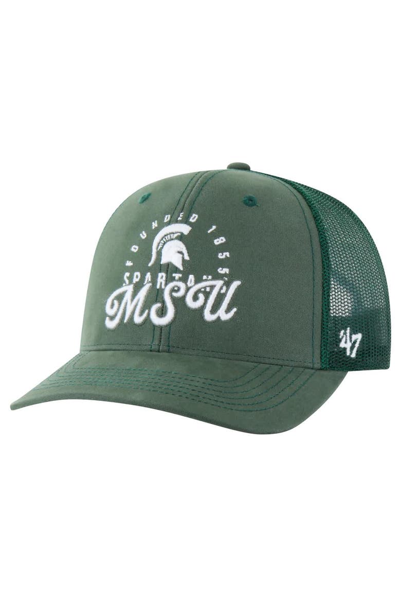 Men's '47 Green Michigan State Spartans Pitstop Trucker Adjustable Hat, Main, color, Green