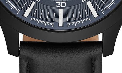 Armani Exchange Ax Quartz Leather Strap Watch, 46mm In Black