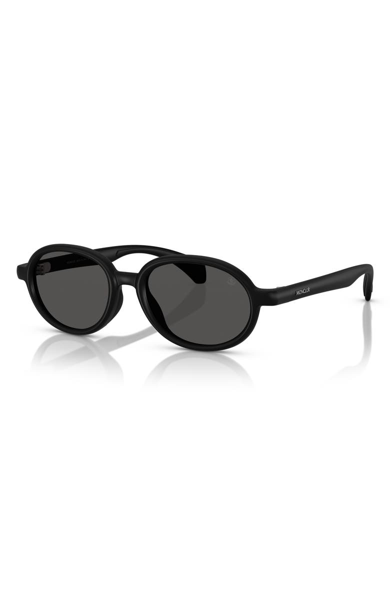 Moncler 51mm Oval Sunglasses, Alternate, color, Matte Black / Dark Grey