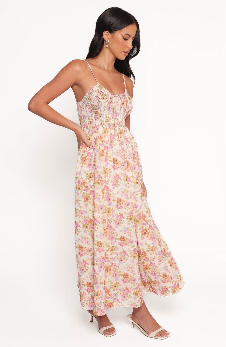 Petal & Pup Salaca Floral Print Smocked Sleeveless Maxi Dress, Alternate, color, Pink/ Orange