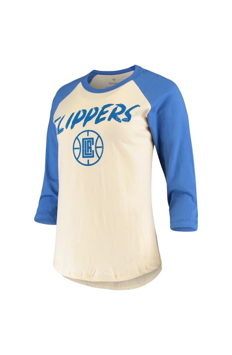 FANATICS Women's Fanatics Branded Kawhi Leonard Cream LA Clippers Raglan 3/4 Sleeve T-Shirt, Alternate, color, 
