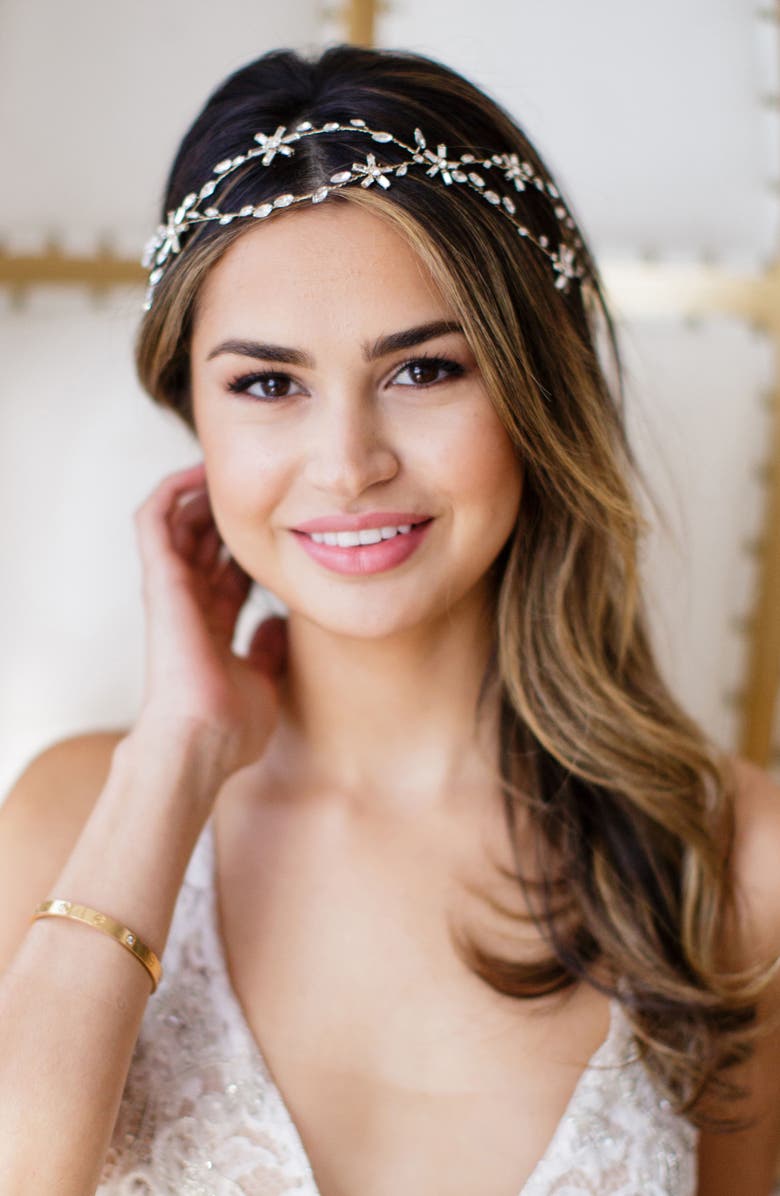 Brides & Hairpins 'Eula' Crystal Halo & Sash, Main, color,