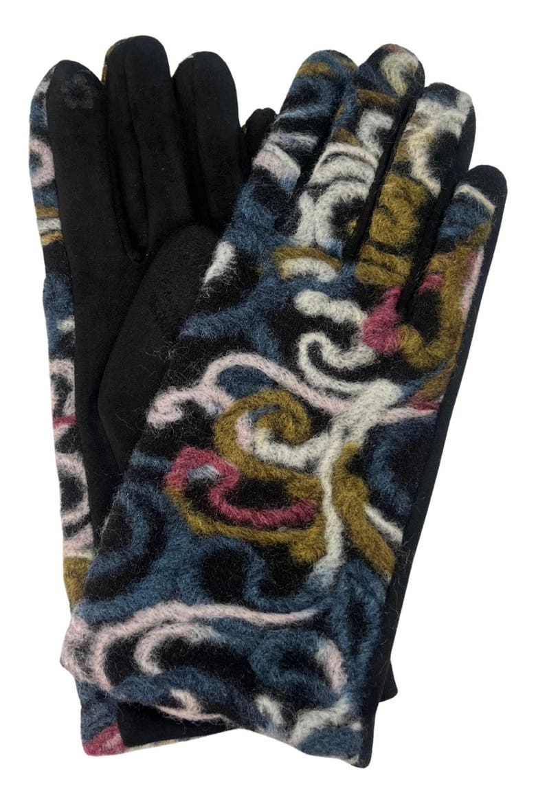 Swirl Print Touchscreen Compatible Gloves, Main, color, BLUE