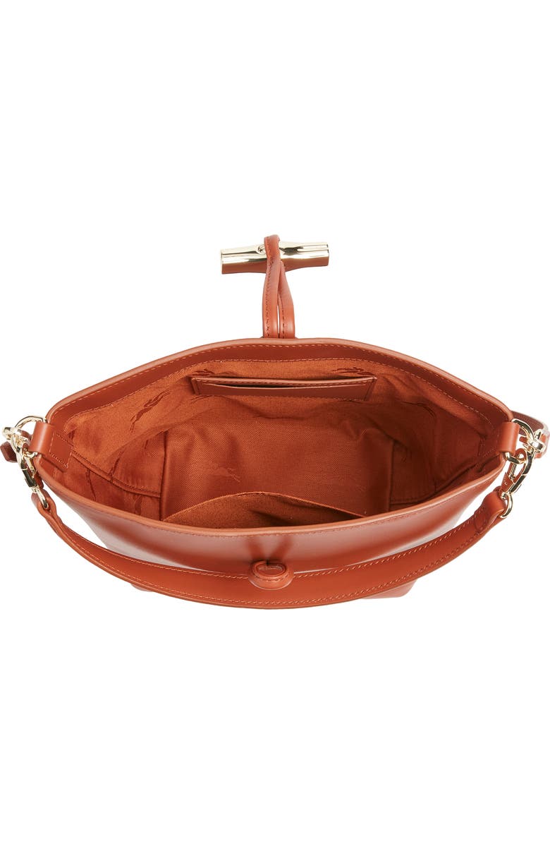 Longchamp Extra Small Le Roseau Leather Bucket Bag, Alternate, color, Bark