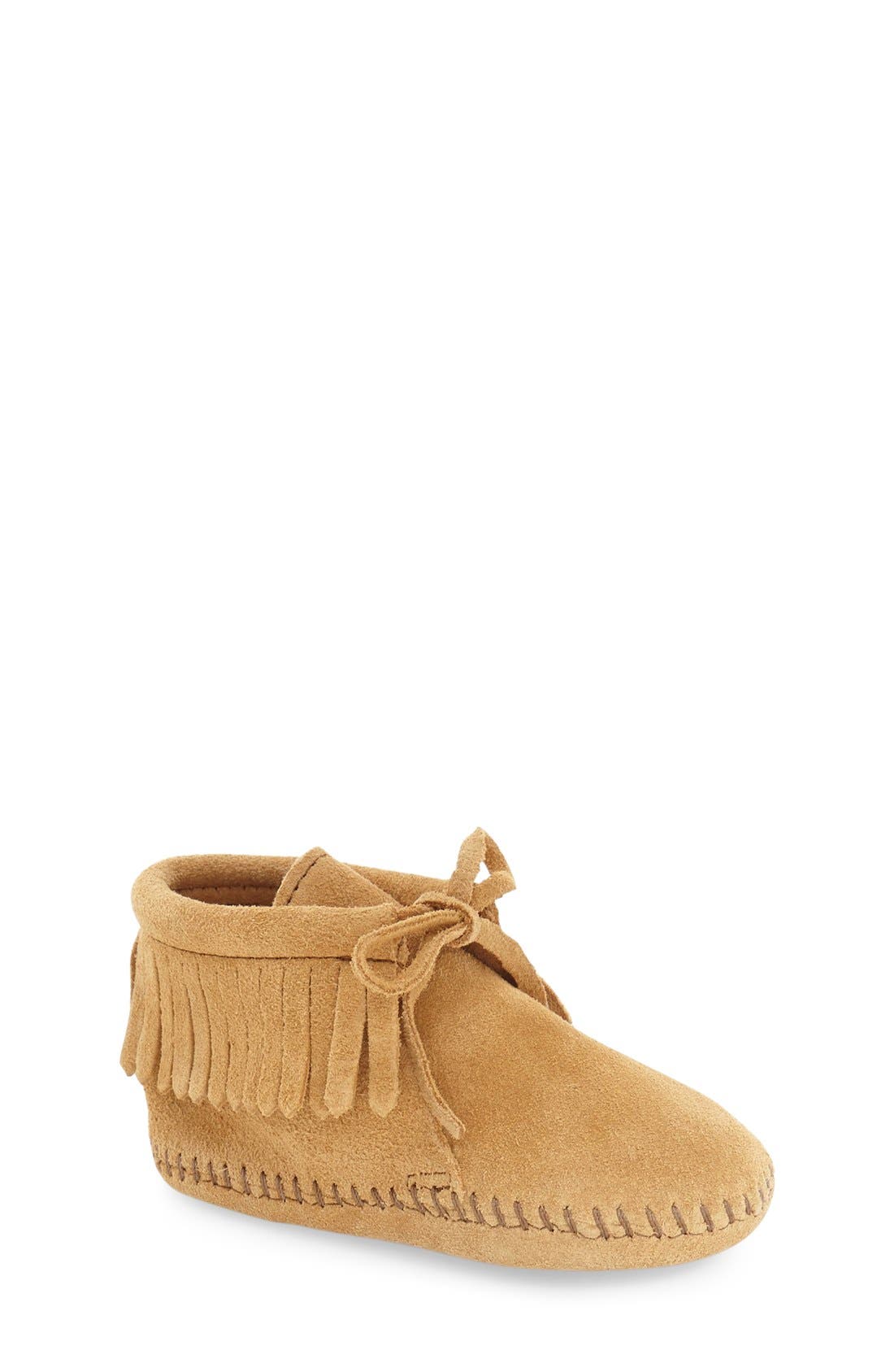 Fringe Bootie, Main, color, TAN SUEDE