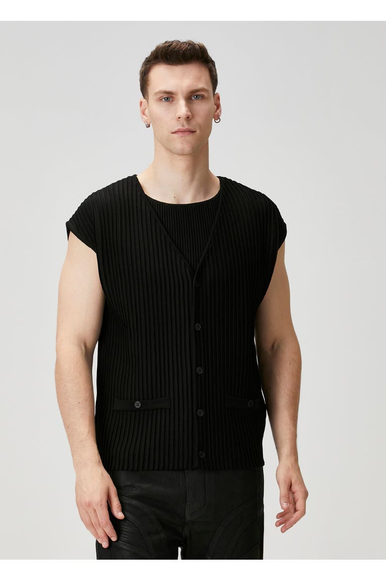 Knitted Vest, Alternate, color, BLACK
