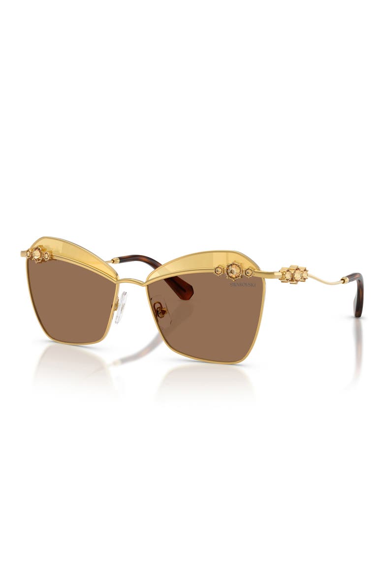 57mm Butterfly Sunglasses, Alternate, color, YELLOW GOLD / BROWN TAMPO GOLD