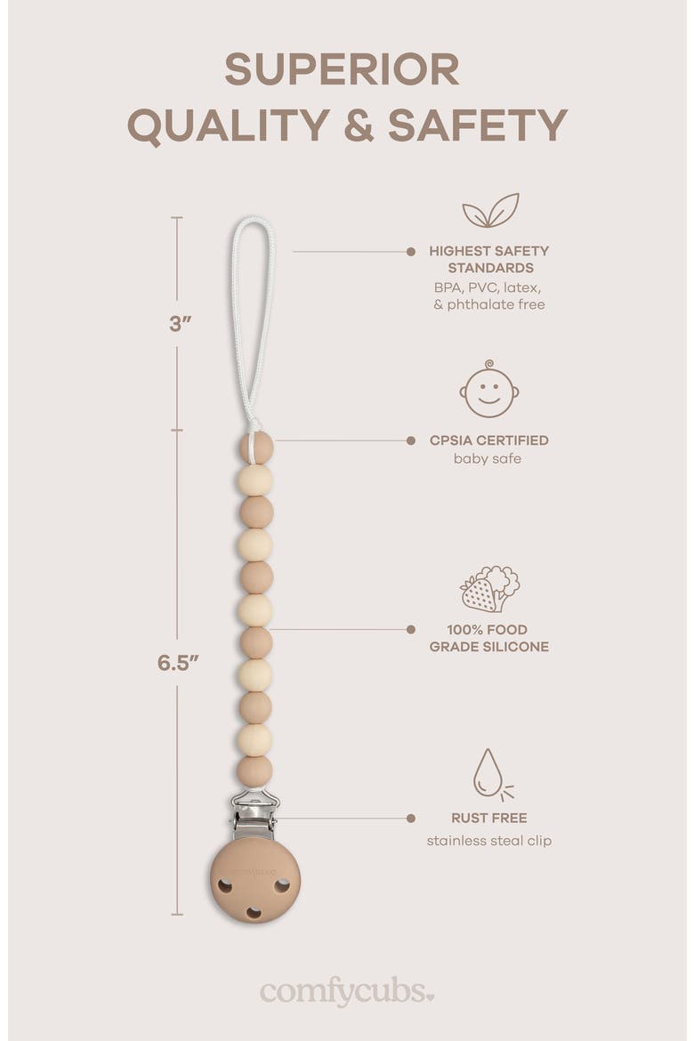 Pacifier Clips, 2 Pack, Alternate, color, Beige, Light Beige & White