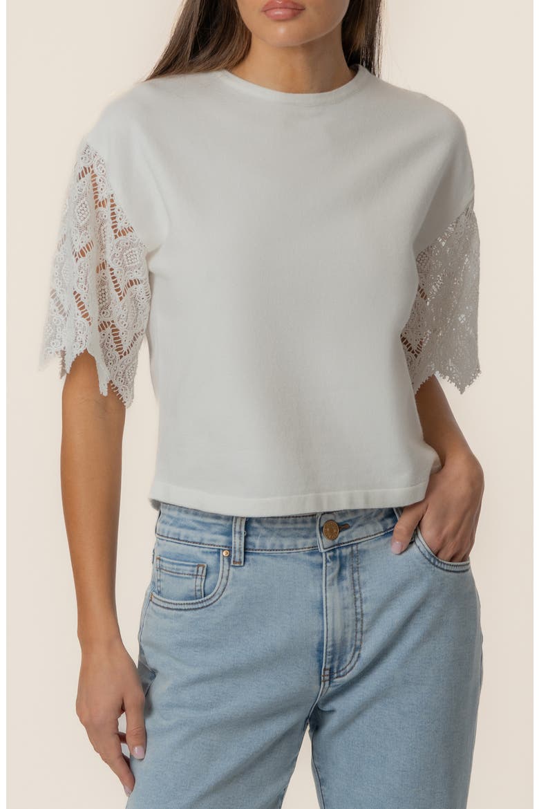 Coco Lace Sleeve Top, Main, color, WHITE