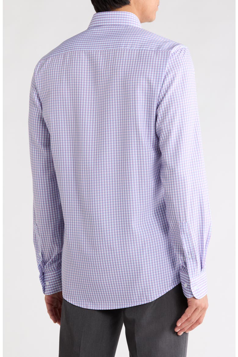 Slim Fit Gingham Stretch Dress Shirt, Alternate, color, WHT/ LAV/ BLU