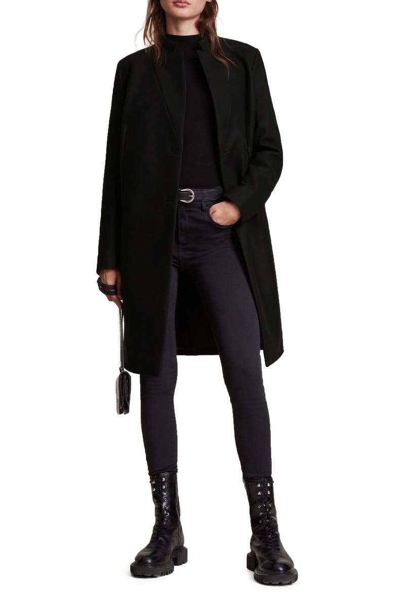 AllSaints Sidney Wool Blend Coat, Alternate, color,