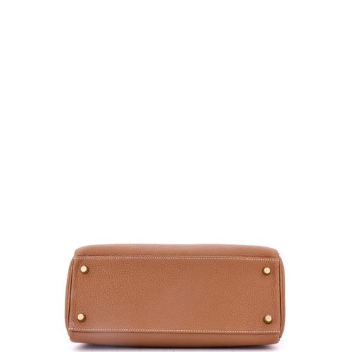 Pre-owned Hermes  Hermes Kelly Handbag Brown Togo With Gold Hardware 28 In Gold