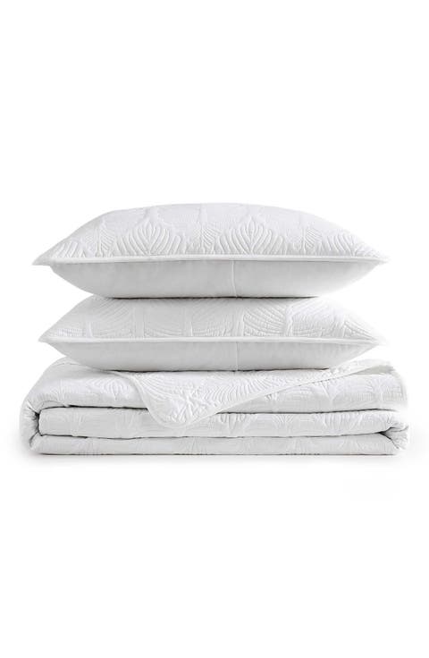 Line Palm Reversible Cotton Quilt Set