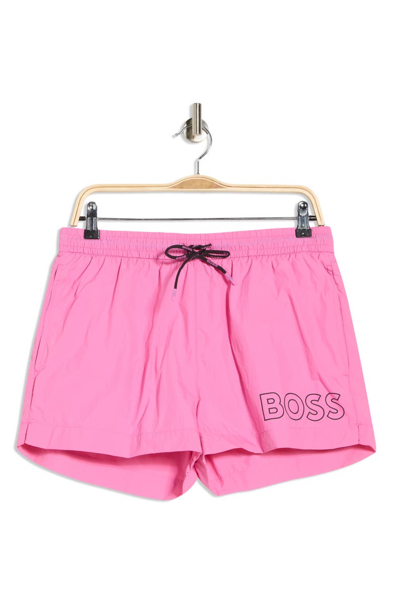 BOSS Mooneye Swim Trunks, Main, color, Bright Pink