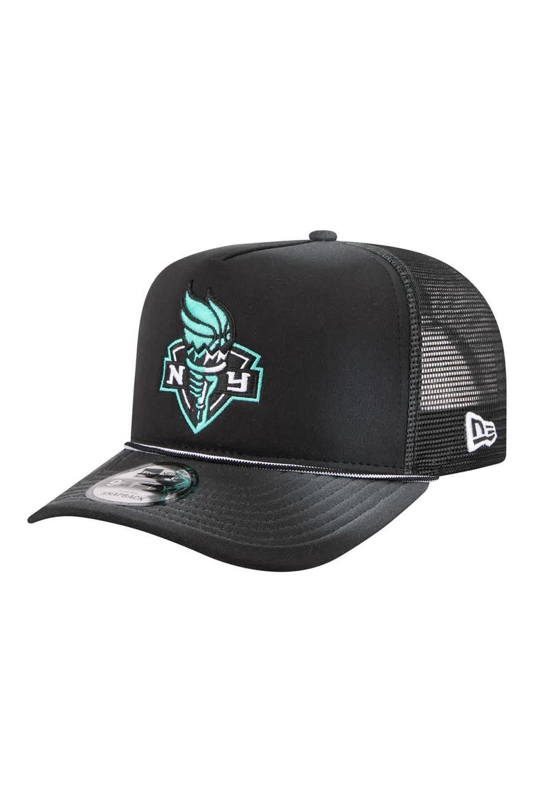 Unisex New Era  Black New York Liberty Worn Foam Front 9FIFTY A-Frame Trucker Rope Snapback Hat, Main, color, Black