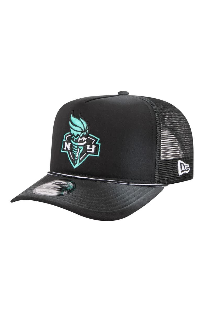 New Era Unisex New Era Black New York Liberty Worn Foam Front 9FIFTY A-Frame Trucker Rope Snapback Hat, Main, color, Black