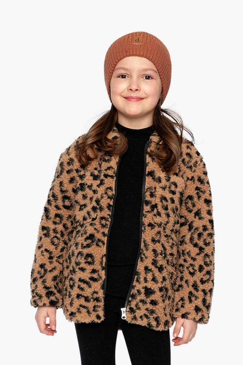 Zipped Fleece Chest Pocket Relaxed Overshirt, Alternate, color, Leopard Fur