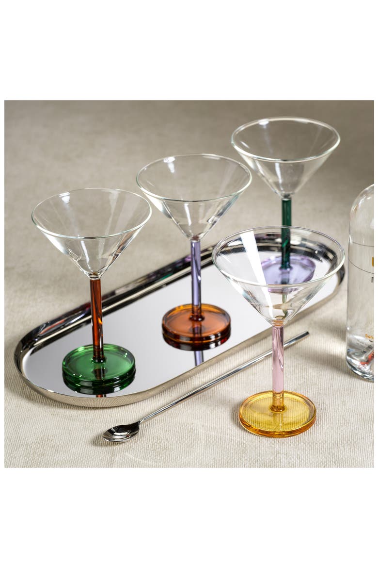 Vireo Set of 4 Martini Glasses, Alternate, color, CLEAR/ TEAL/ LILAC
